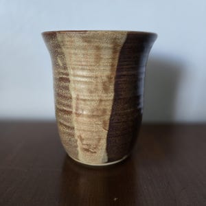 Vintage Studio Art Pottery Vase Brown Beige Vase Signed Pottery