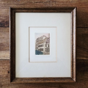 Vintage Quebec Street Etching Original Art Mid Century Art Canada Art Quebec