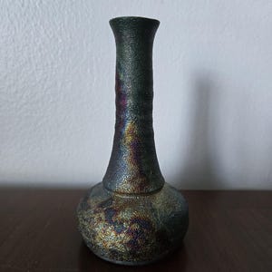 Studio Art Pottery Raku Vase Original Art Pottery Raku Pottery Bud Vase