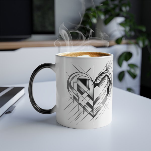 Magie de la Saint-Valentin : Tasse en forme de cœur thermoréactive, 11 oz