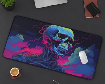 Pink Neon Skelly Mousepad, Gaming Accessories, Desk Mat, Tech Accessories, Gift for Him, Mousemat, Deskpad, Home Decor Ideas