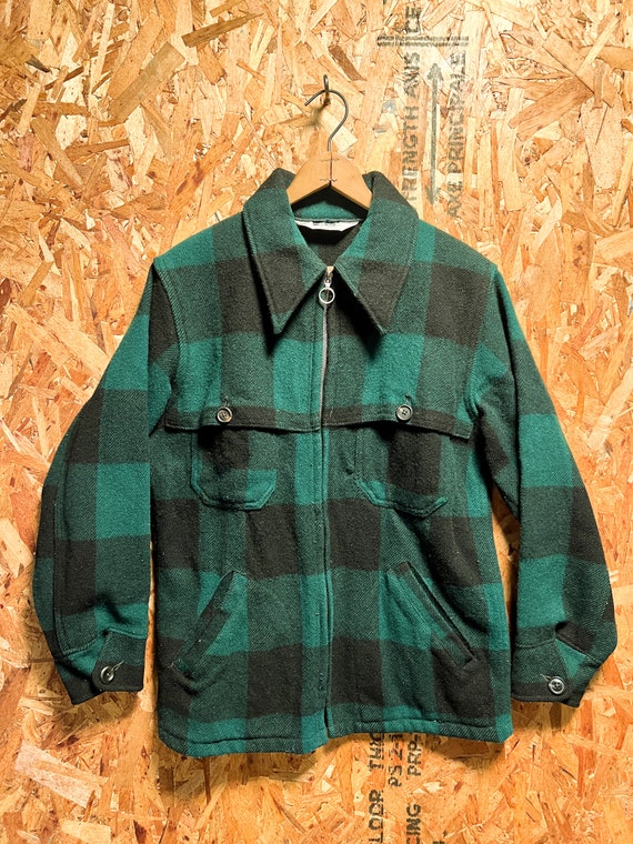 Vintage 80s/90s Green & Black Checkered Woolrich O