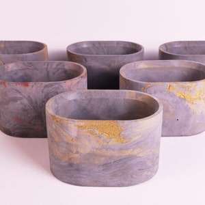 Lot of 6 | Hand-made Cement Jar 8.5oz | Charcoal / Pure Gold | Luxury Concrete Candle Vessel | Candle Making Jars | Handcrafted in Kansas