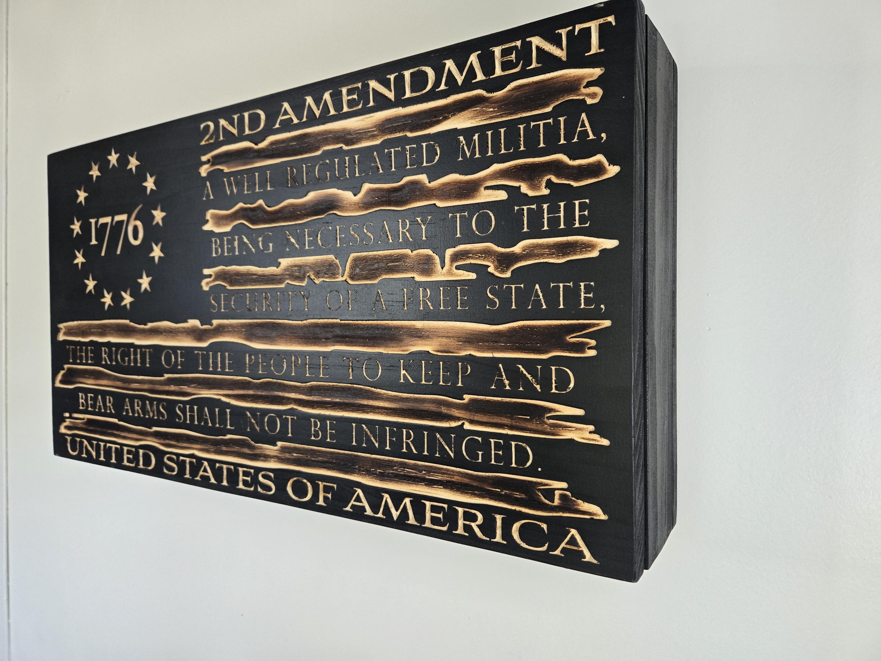 2nd Amendment Concealment Wooden Flag - Subdued Color, Betsy Ross 1776 ...