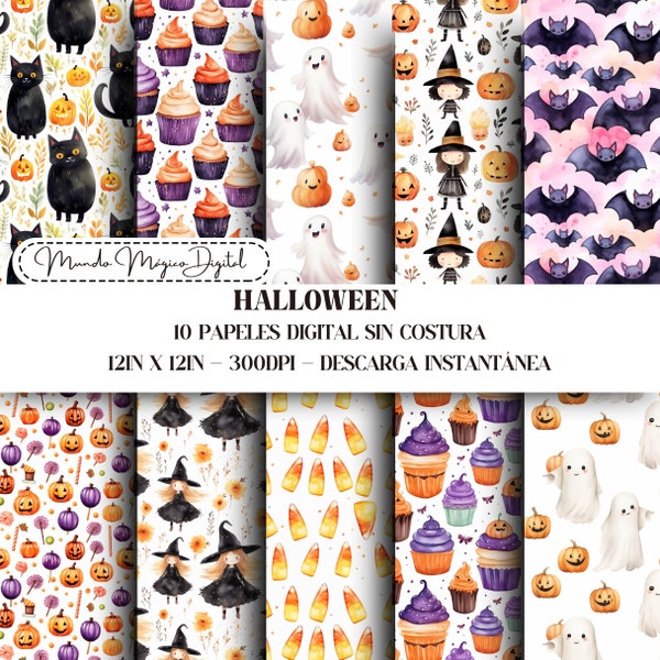 Halloween digital paper, Paper patterns, Cute pumpkins, Halloween paper, Digital paper, Cute Halloween paper, Digital pattern