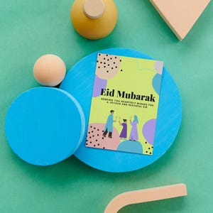Cartão Eid Mubarak | Presente Eid | Decoração Eid | Presente Eid Mubarak | Cartão de Saudação Islâmico | Cartões Islâmicos |