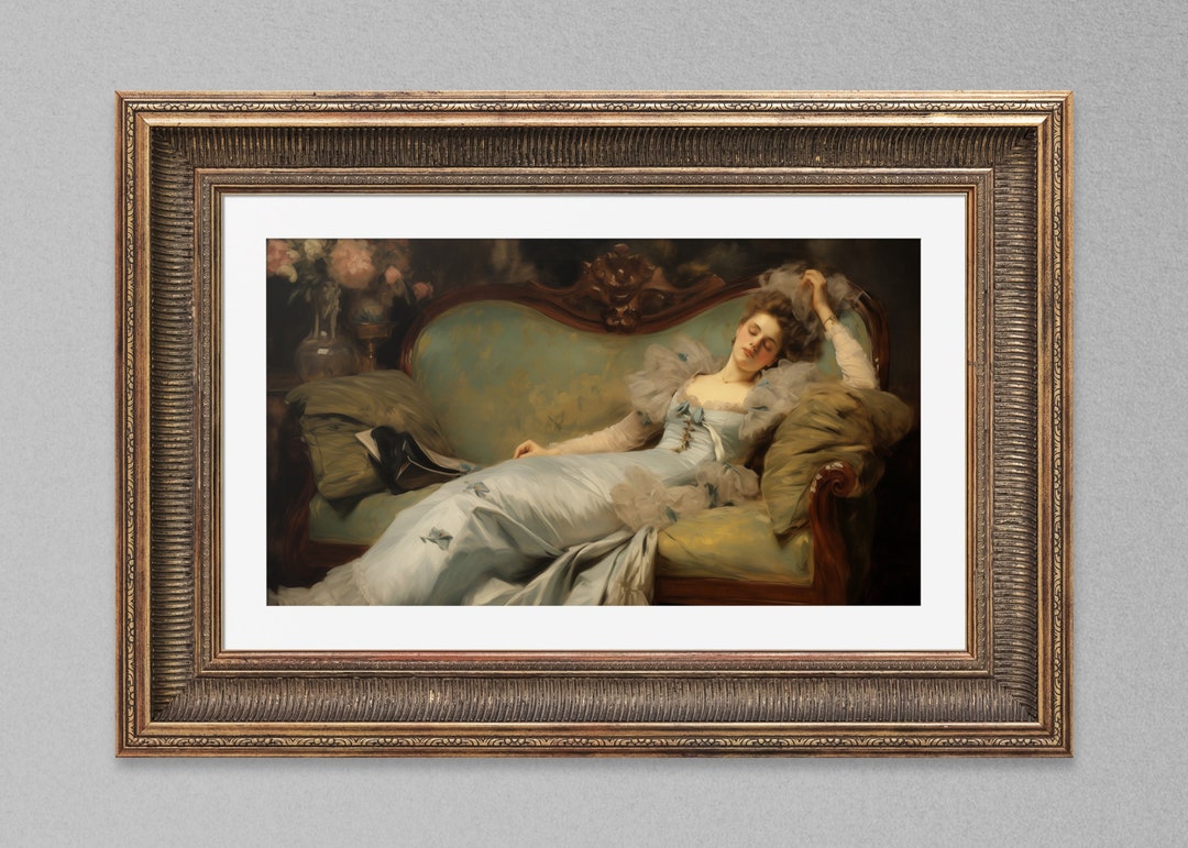 Victorian Woman Sleeping Painting | Vintage Oil Painting | Feminine ...