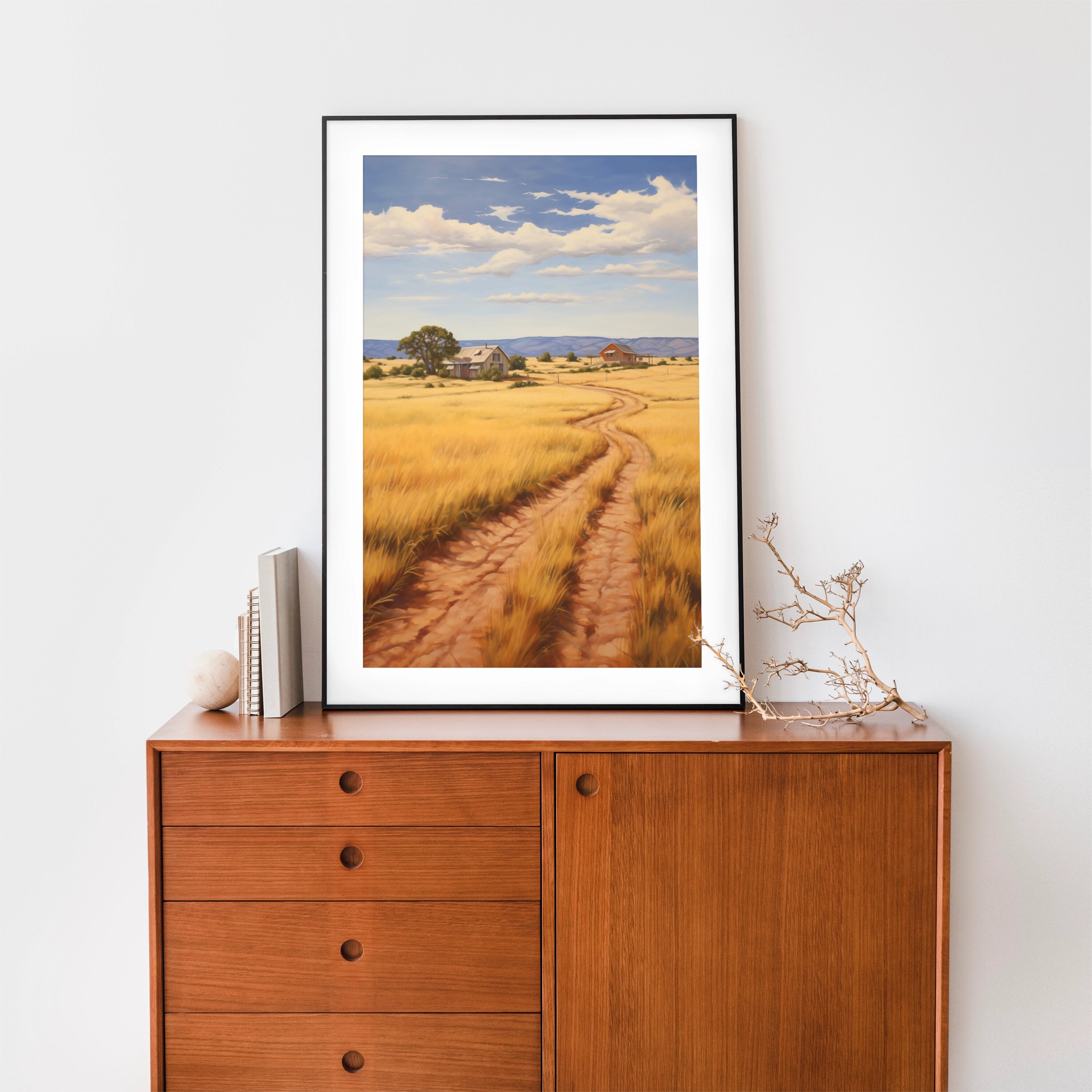 DIGITAL ART PRINT - Rural Farm, Country Road, Trees, Cloudy, Beautiful ...
