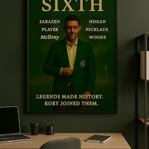 Limited Edition • Rory McIlroy • The Sixth Golf Poster • Grand Slam Career Tribute • Masters 2024 Wall Art for Golf Fans and Collectors