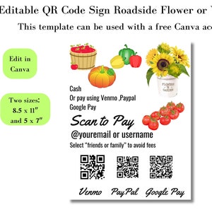 Mall för QR-kod för vägkantsscanning och betalning, digitala betalningar för småföretag, lägg till scanning för att betala för mer försäljning, två storlekar, öka försäljningen