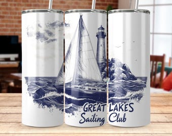 Sailboat 20 oz Skinny Tumbler Sublimation Design Summer Png, Beach Sublimation Digital Design PNG, Summer Sailboat Png, Gift for Dad or Nana