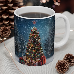 Christmas Tree Mug 11oz Vintage Christmas Mug Winter Wonderland Christmas Mug Christmas Tree Mug White Christmas Mug Winter Christmas Mug