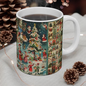 Vintage Christmas Mug 11oz Vintage Santa Mug Winter Wonderland Mug Christmas Tree Mug White Christmas Mug Winter Christmas Mug