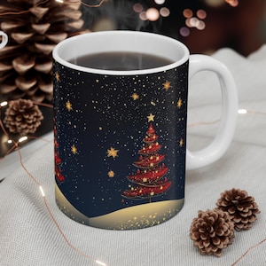 Christmas Tree Mug 11oz Vintage Christmas Mug Winter Wonderland Christmas Mug Christmas Tree Mug White Christmas Mug Winter Christmas Mug