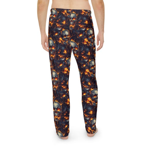 UMIRIKO Men's Green Skull Gothic Pajama Pants