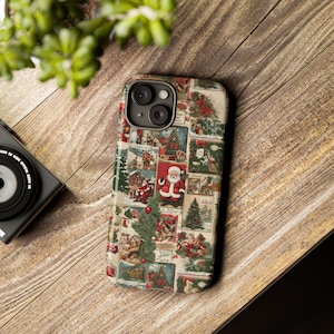 Vintage Christmas Phone Case Santa Phone Case iPhone cases Samsung cases Santa Christmas Tree Phone case Christmas Gift image 1