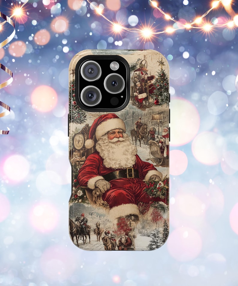 Vintage Santa MagSafe Phone Case Vintage Christmas Phone Case Vintage Santa Phone Case iPhone Phone Case Magsafe Tough Case Christmas Gift image 3