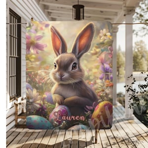 Personalized Cute Easter Blanket, Custom Easter Blanket for Bunny Lovers Cute Bunny Blanket Rabbit Sherpa Fleece Blanket Rabbit Blanket Gift image 1