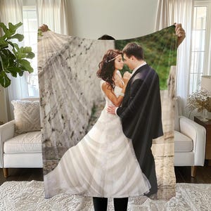 Personalized Photo Blanket Custom Family Photo Blanket Woven Blanket Wedding Gift Anniversary Gift Valentines Gift Fleece Sherpa Minky