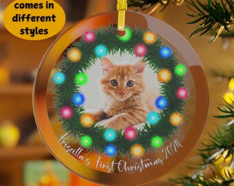 Personalized Pet Photo Ornament Cat Ornament Pet Portrait Christmas Custom kitten Ornament Cat Memorial Ornament Pet Memorial Ornament