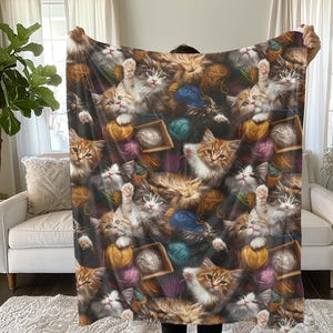 Cute Cat Blanket, Blanket for Cat Lovers Throw Cat Sherpa Fleece Blanket Cat Mom Blanket Cat Mom Gift