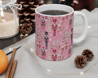 Vintage Pink Christmas Nutcracker Mug Pink Christmas Mug Vintage Nutcracker Mug Winter Christmas Mug White Christmas Gift Mug