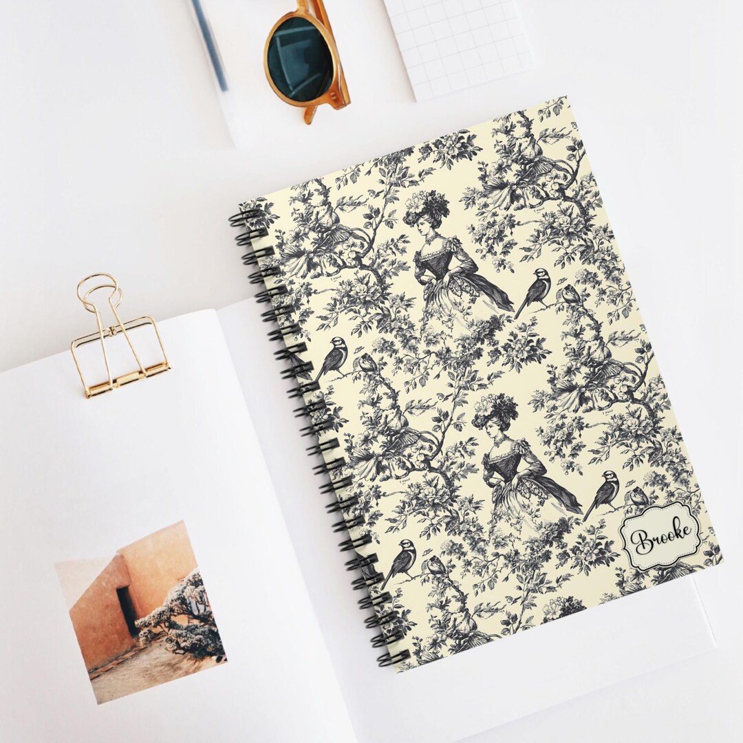 Personalized Victorian-era Red French Floral Spiral Notebook Toile De ...