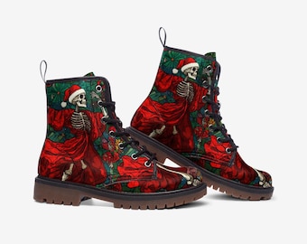 Christmas Combat Boots, Holiday Boots for Women, Ugly Sweater