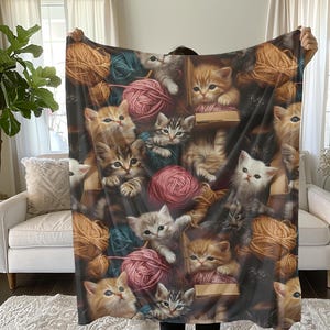 Cute Cat Blanket, Blanket for Cat Lovers Throw Cat Sherpa Fleece Blanket Cat Mom Blanket Cat Mom Gift Kitten Blanket