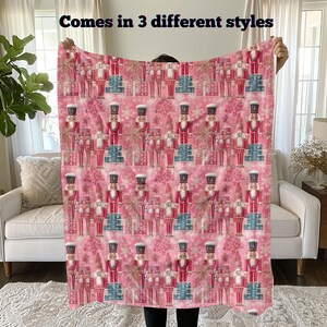 Pink Christmas Nutcracker Blanket Pink Christmas Blanket Fleece Blanket Pink Dorm Blanket Cute Gift for Her Christmas Bedding Sherpa Fleece