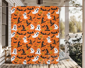 Cute Halloween Blanket Scary Blanket Spooky Blanket Ghosts Pumpkins Magic Candy Corn Halloween Gift for Her Kids Blanket