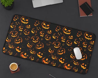 Halloween Desk Mat Halloween Mouse Pad Horror Show Desk Mat Spooky Desk Mat Evil Pumpkin Mouse Pad