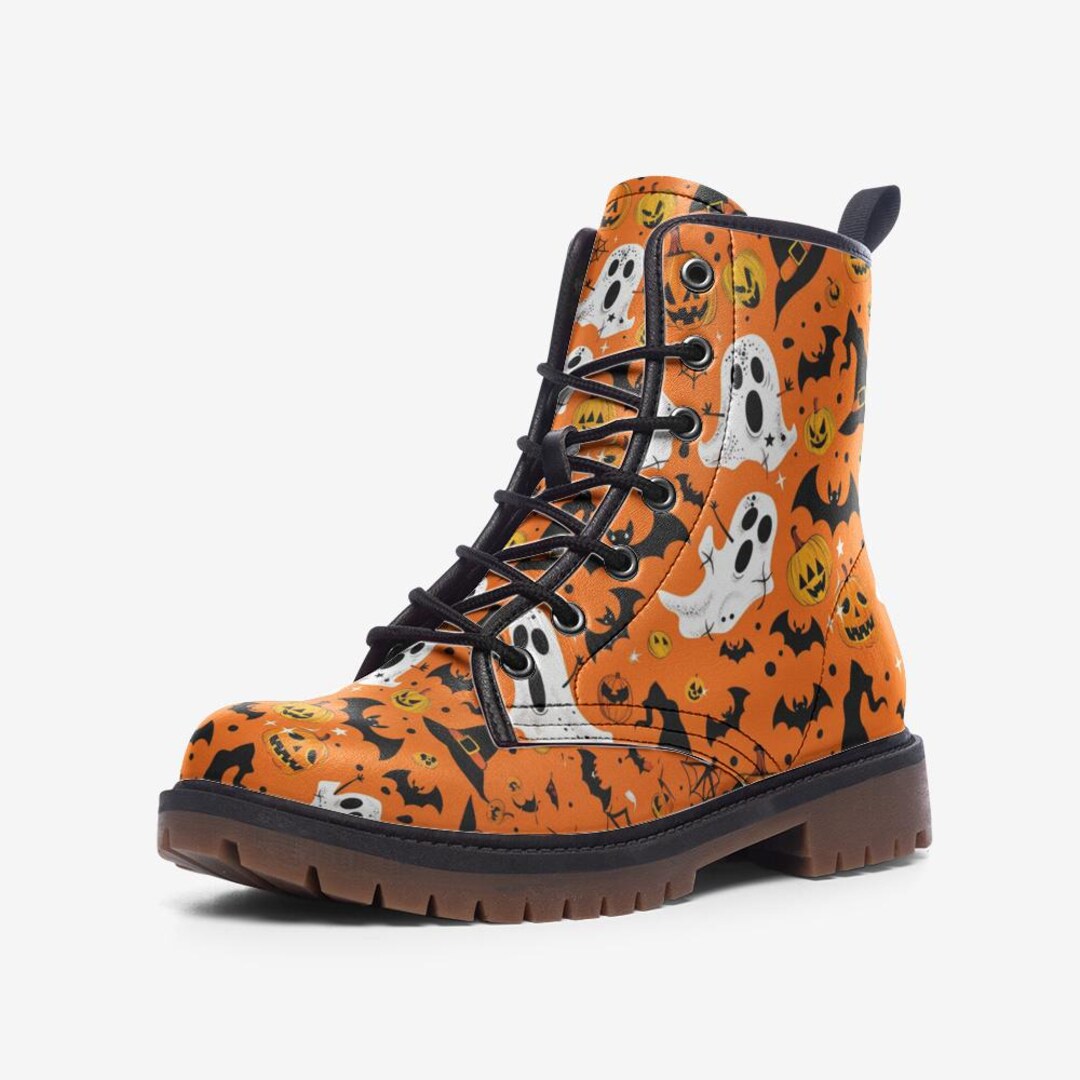 Unisex Halloween Leather Lightweight Boots Halloween Ghosts