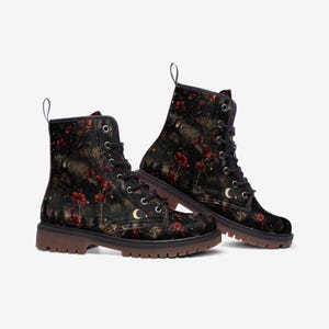 Celestial Forest Combat Boots Cottagecore Boots Casual Vegan Leather Lightweight boots MT