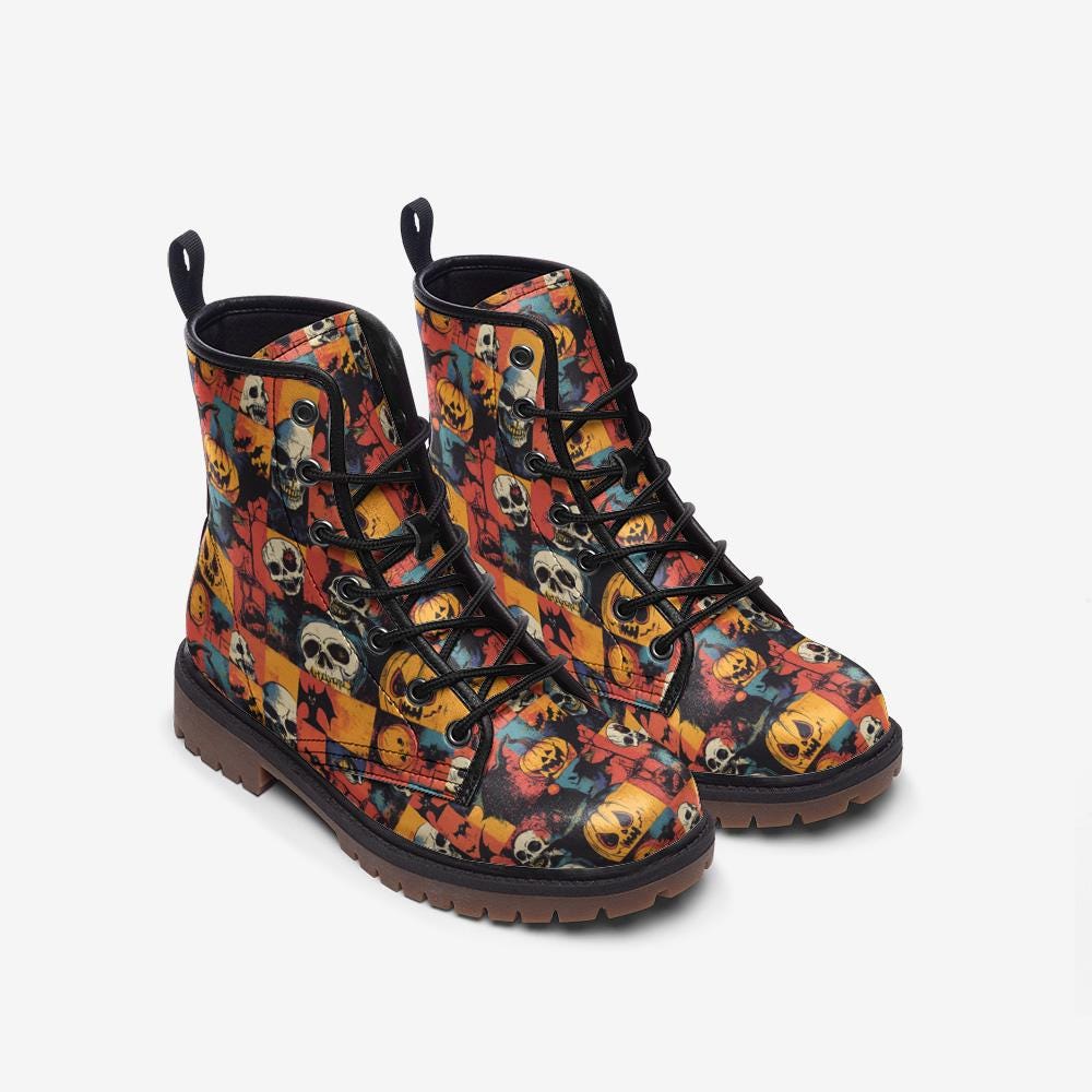 Halloween Boots Horror Show Boots Evil Pumpkin Combat Boots Unisex…