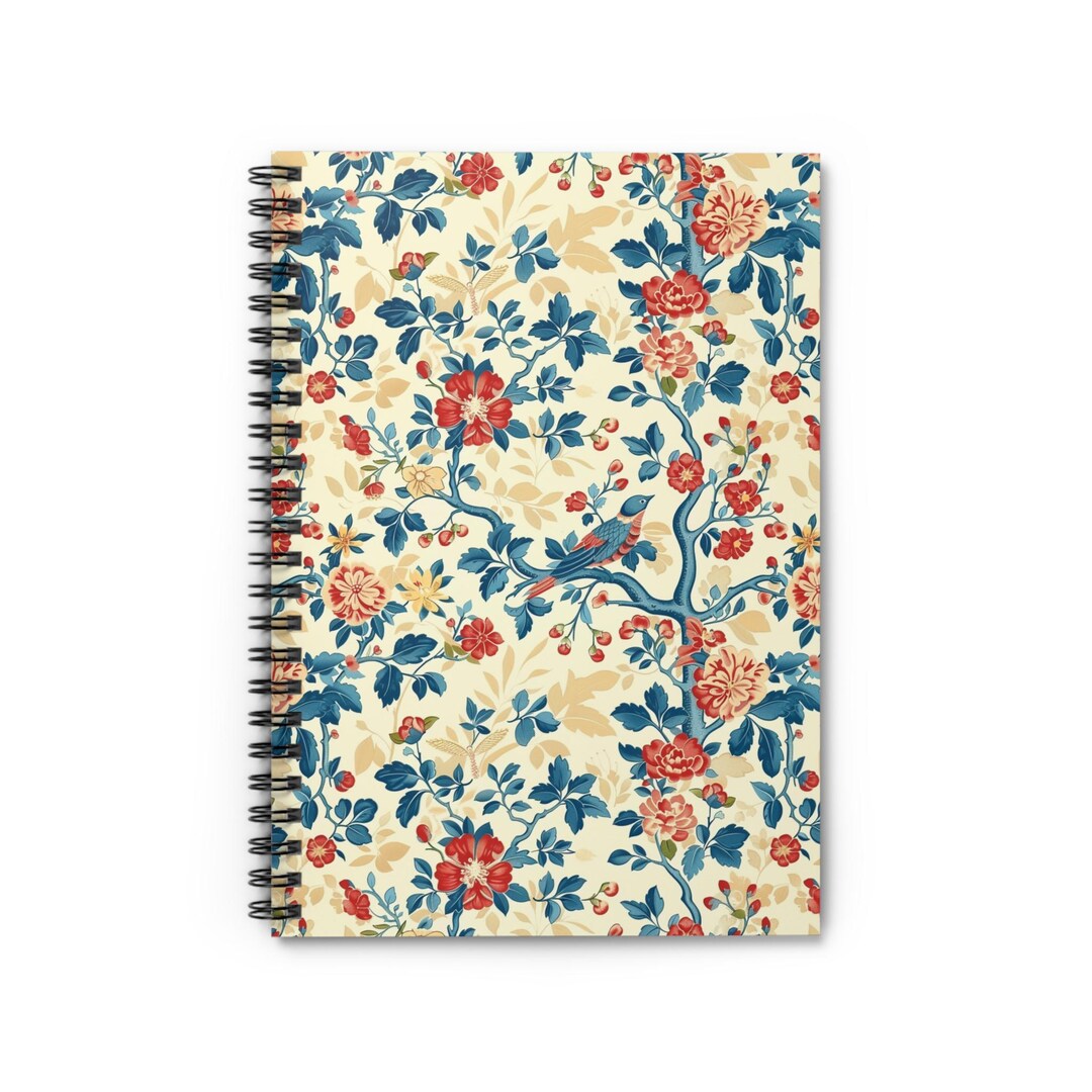 French Floral Spiral Notebook - Ruled Line Toile De Jouy Spiral ...