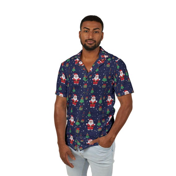 mens xmas dress shirts Festivity Green | Christmas Shirt For men your outfit is not completed without this festive collared shirt! Men's Hawaiian Christmas Shirt Mens