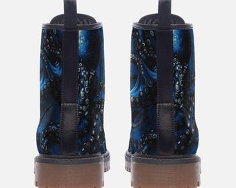 Octopus Boots Blue Octopus Boots Vegan Leather Boots Scuba  display picture 1