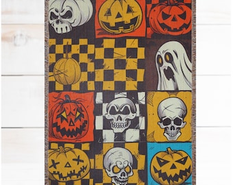 Halloween Woven Blankets Horror Blanket Pumpkin Blanket