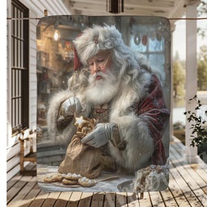 Vintage Santa Blanket Santa Blanket Blanket Christmas Gift for Her Kids Blanket Christmas Sherpa Fleece Blanket