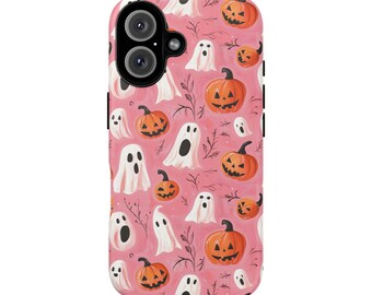 Coquette Pink Halloween Phone Case Halloween Collage Phone Case Tough Phone Case Compatible with iPhone & Samsung Pink Cute Halloween Gift