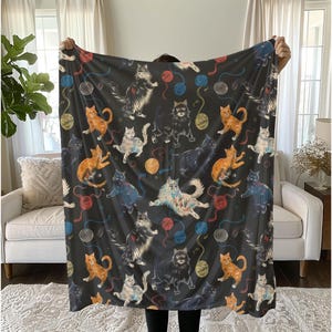 Cute Cat Blanket Cute Sherpa Fleece Blanket, soft blanket, cute blanket, cat blanket, cat pattern blanket baby blanket cat lady blanket