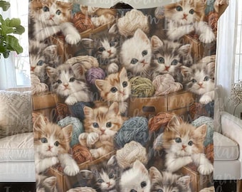 Cute Cat Blanket Sherpa Fleece Blanket for Cat Lovers Cute Cat Sherpa Fleece Blanket Minky Blanket Cat Mom Blanket Cat Mom Gift Cat Throw