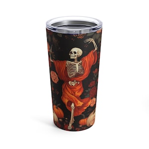 Dancing Skeleton Halloween Tumbler 20oz Happy Skeleton Skeleton Halloween Tumbler