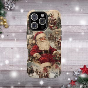 Vintage Santa MagSafe Phone Case Vintage Christmas Phone Case Vintage Santa Phone Case iPhone Phone Case Magsafe Tough Case Christmas Gift image 2