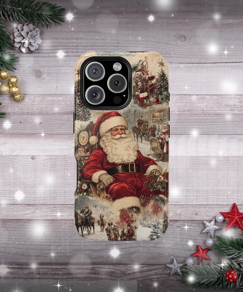 Vintage Santa MagSafe Phone Case Vintage Christmas Phone Case Vintage Santa Phone Case iPhone Phone Case Magsafe Tough Case Christmas Gift image 2