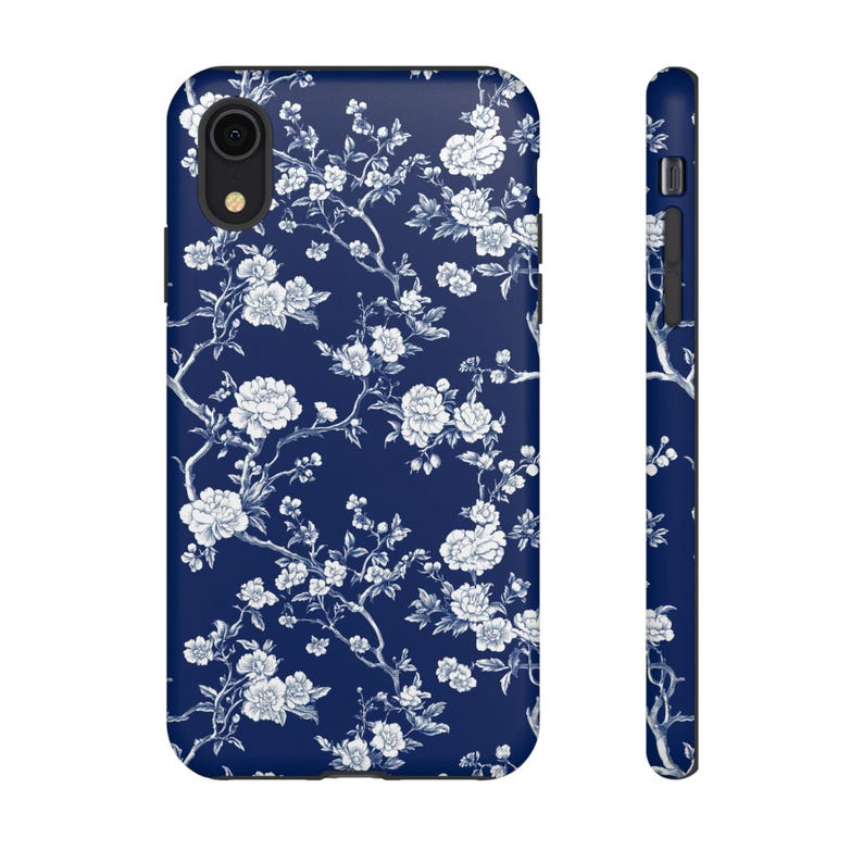 Coque de portable à fleurs en toile de Jouy, française, solide, coque de portable à fleurs, française pour iPhone 15 14 13 12 11 X XR XS 8 7 Samsung toutes les tailles image 5