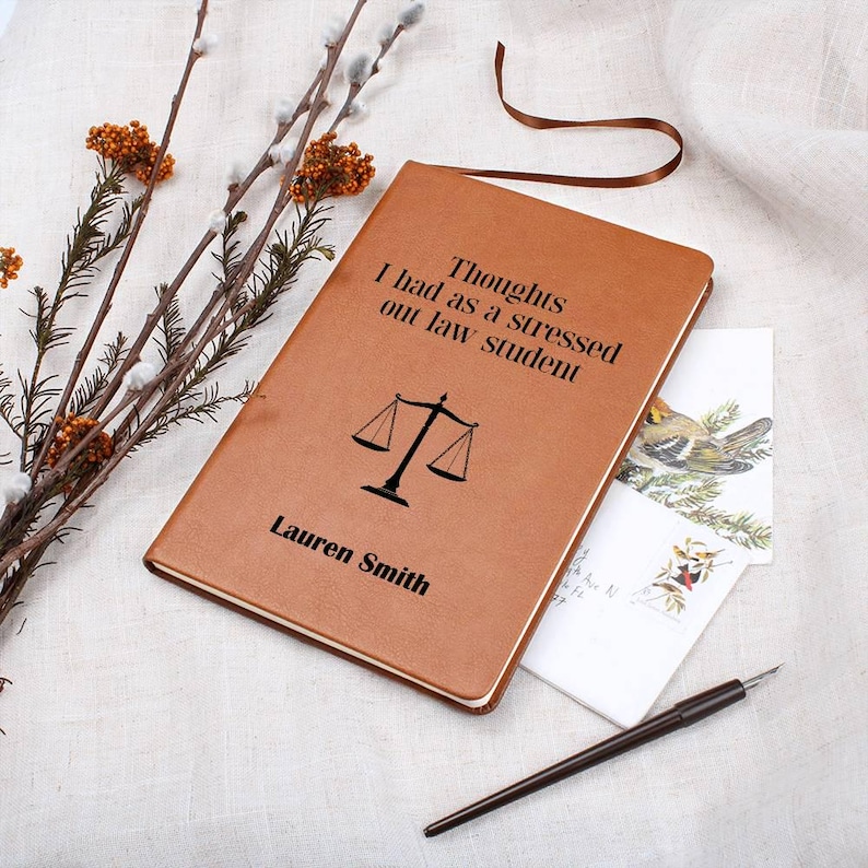Personalized Law Student Leather Journal Law School Journal Custom New Law Student Gift image 5