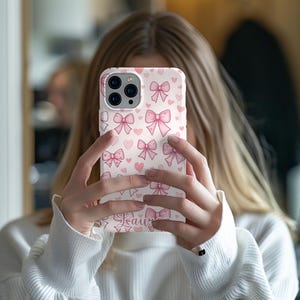 Personalized Pink Coquette Phone Case Pink Bow Phone Case Cute Coquette Phone Case Cute Gift for Her Coquette Tough Phone case
