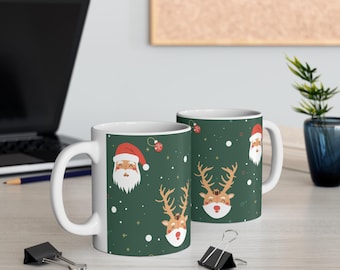 Christmas Mug 11oz Santa Mug Reindeer Mug Christmas Gift for Her Coffee Mug Christmas Gifts